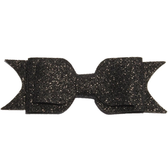 Large Glitter Bow Clip - Black