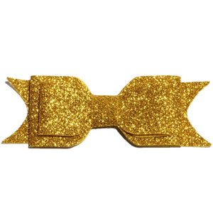 Large Glitter Bow Clip - Gold