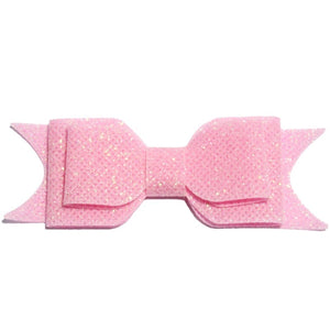 Large Glitter Bow Clip - Light Pink
