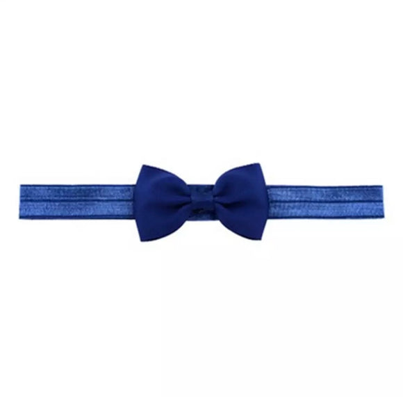 Plain Bow Headband - Navy Blue