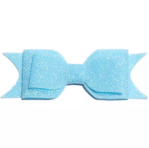 Large Glitter Bow Clip - Sky Blue