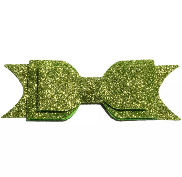 Large Glitter Bow Clip - Green