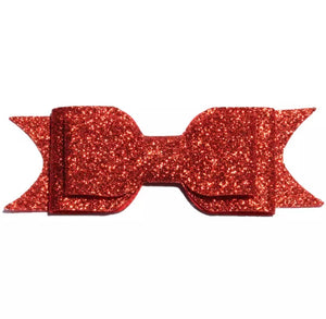 Large Glitter Bow Clip - Red