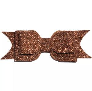 Large Glitter Bow Clip - Coffee