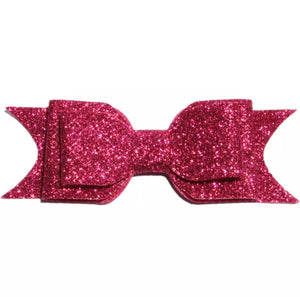 Large Glitter Bow Clip - Hot Pink